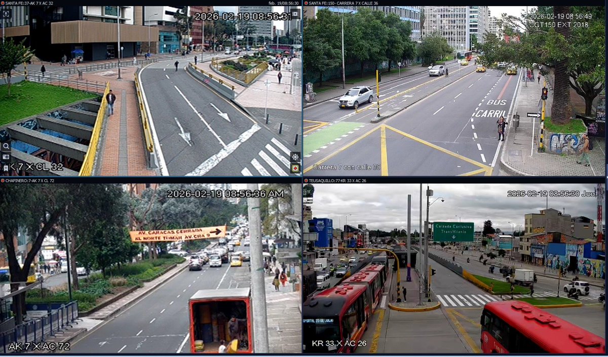 BogotaTransito's tweet photo. 📢Desde el Centro de Gestión de Tránsito de Bogotá, monitoreamos el estado de los principales corredores de la ciudad, durante la jornada de movilizaciones programada para hoy jueves. 📲Síguenos en nuestras redes sociales y #MuéveteBienInformado.

💬https://t.co/iqrxjvQKq6 https://t.co/8ifvBjmJhq