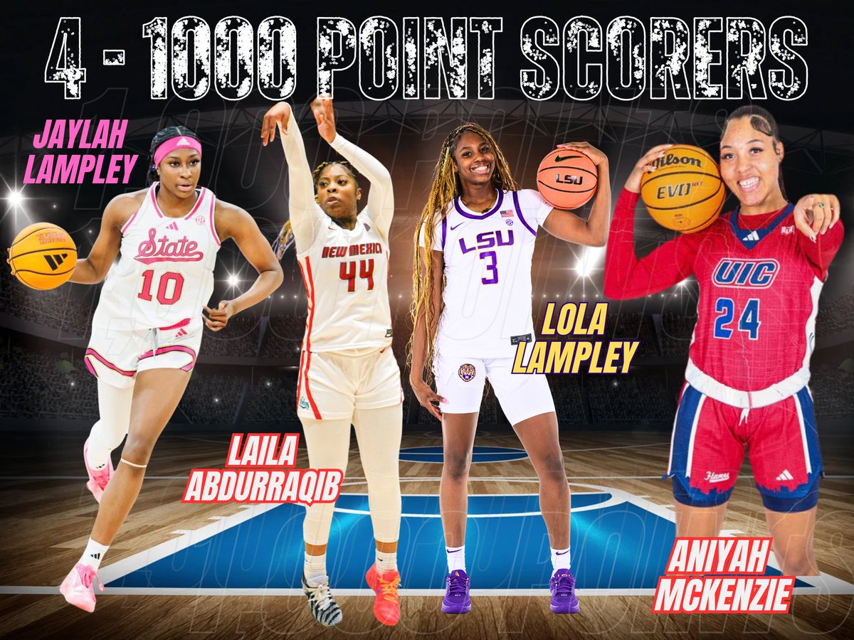 JannonLampley's tweet photo. Paying homage to 4 @LCLadyBearBBall pioneers❣️
@JaylahLampley  | @LailaAbdurraqib  | @LolaLampley3  | @MckenzieAniyah
Scoring 1,000 points speaks about a players' scoring ability. 
4 players scoring 1,000 points (that played together) speaks about the person❗️
🏆🏆🏆🏆#WinnersWin