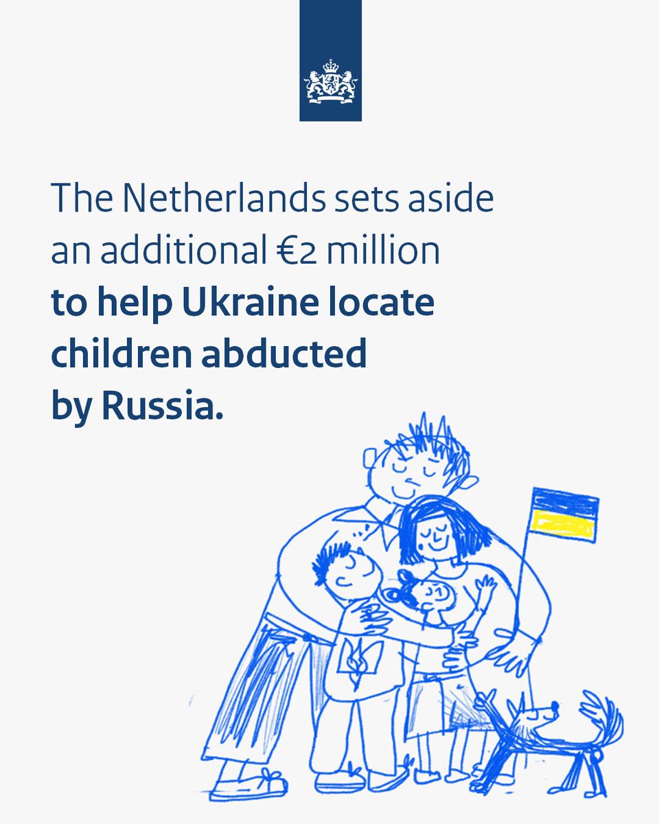 Russia has abducted thousands of children from Ukraine, with a clear aim: to erase the Ukrainian identity.

The Netherlands is setting aside an extra €2 million to help identify and reunite these children with their families, and for psychosocial care.

government.nl/latest/weblogs…