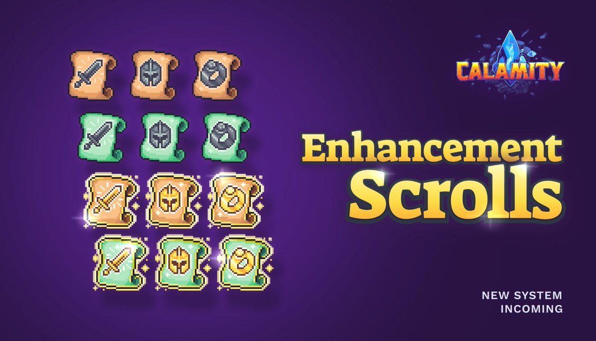 New Gear Enhancement System! ⚔️

Hunt scrolls in dungeons. Choose wisely - they're scarce.

Regular scroll: +1 only.
Blessed Scroll: chance at +2 or even +3. 🔥

Ring &amp; Factory holders may pull Blessed Scrolls from daily rewards! 📜✨
