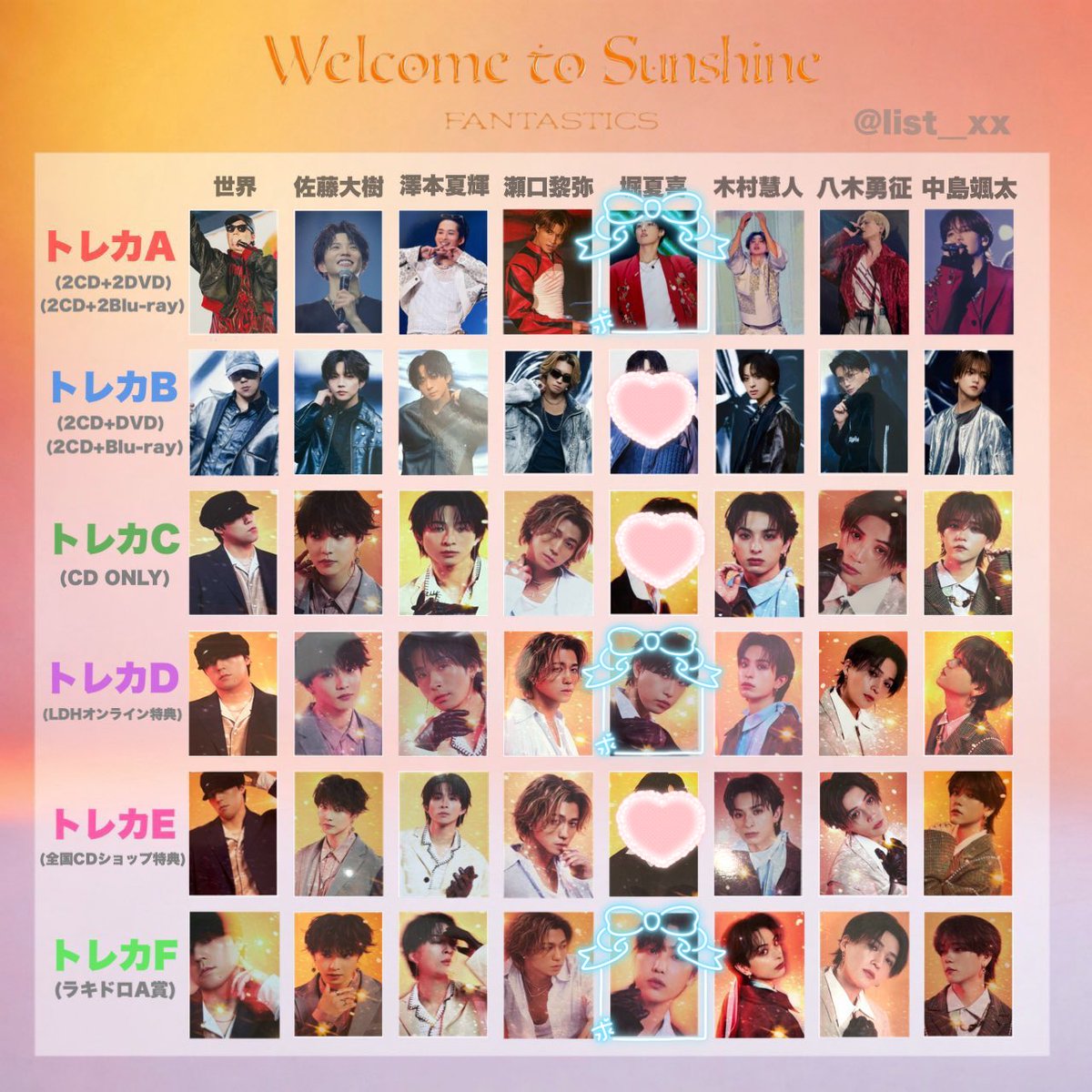 FANTASTICS ファンタ BEST ALBUM Welcome to Sunshine トレカ フォトカ