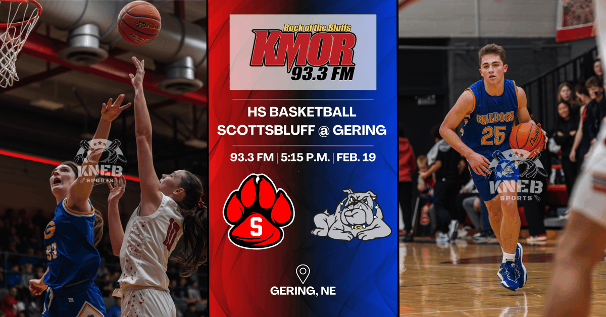 KNEBSports's tweet photo. 🏀 HS Basketball: Scottsbluff at Gering 🏀 
The Bearcats and Bulldogs battle in Gering this evening! Join Chris Cottrell and Jeff Kelley at 5:15 p.m. on 93.3 KMOR and online at: https://t.co/OjBWXwHTw3 https://t.co/ZnOkCMM51Z