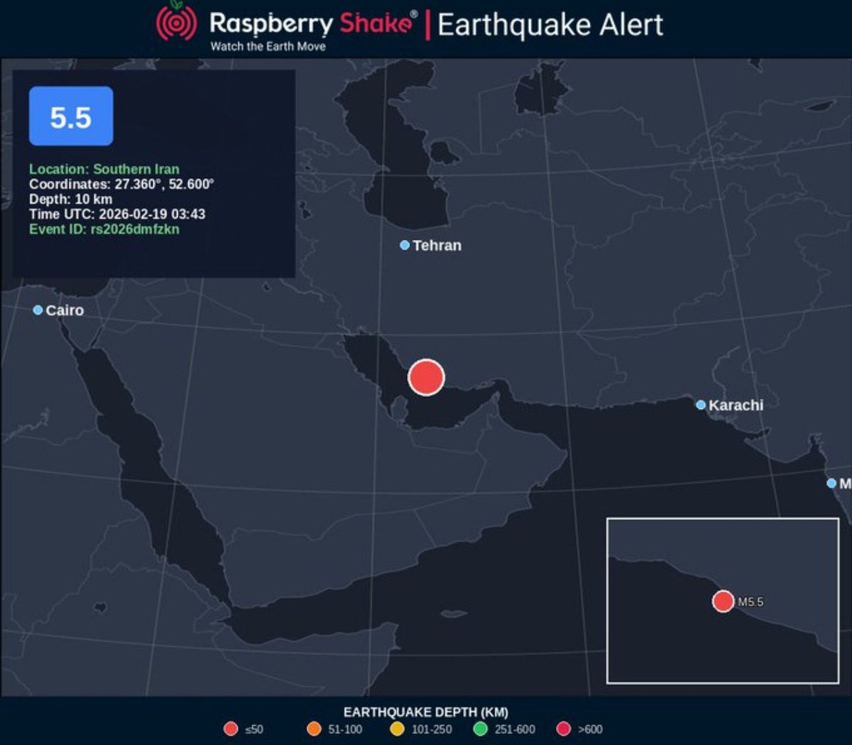 عاجل من رويترز: ضرب زلزال بقوة 5.5 درجة جنوب إيران. تنتشر التكهنات بسرعة في مثل هذه الحالات،