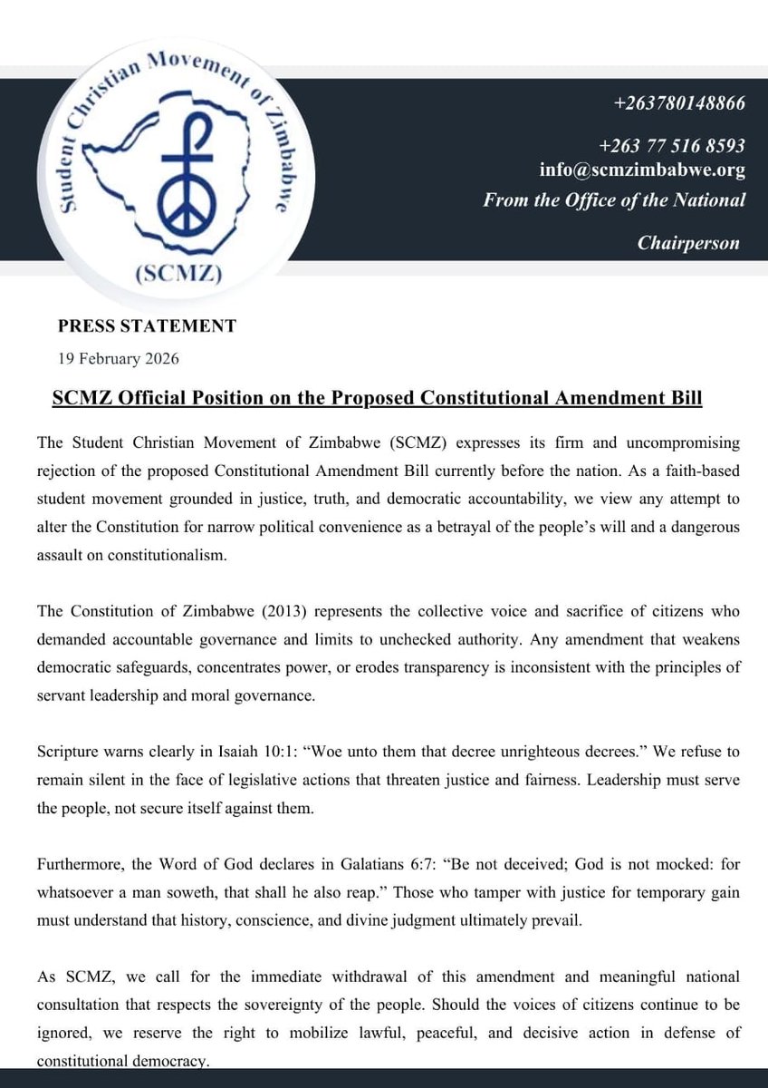 Students Christian Movement of Zimbabwe tweet media