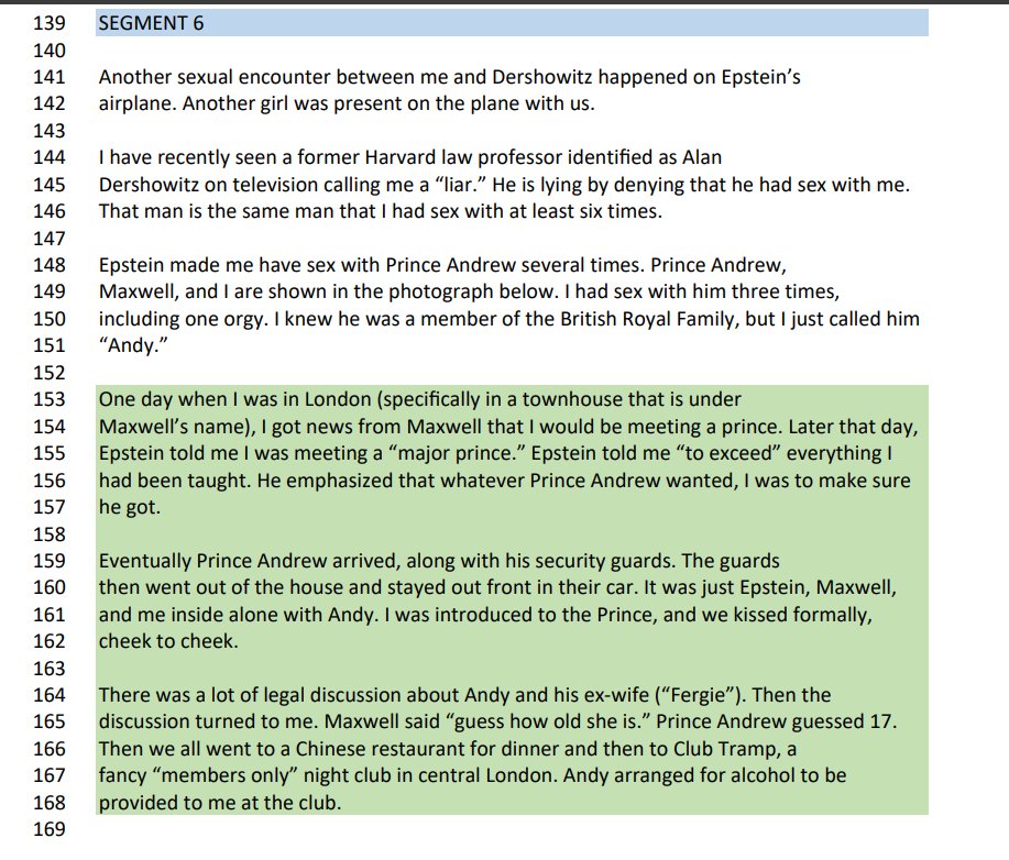 L08818's tweet image. Here is the sworn testimony of Virginia Guiffre re Prince Andrew and re Trump @POTUS 

What should Trump be held "accountable" for??