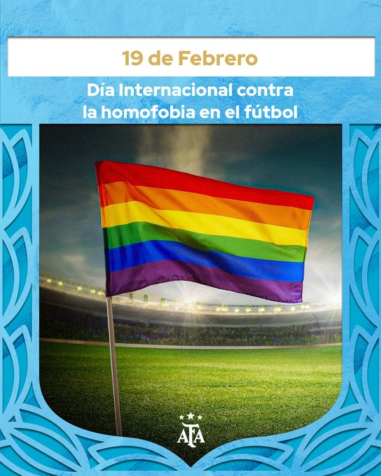 "Hagamos entre todos un fútbol sin homofobia"

La imagen que compartió la AFA por el Día Internacional contra la homofobia en el fútbol. La fecha recuerda el nacimiento de Justin Fashanu, el primer jugador profesional que declaró públicamente ser gay en 1990.