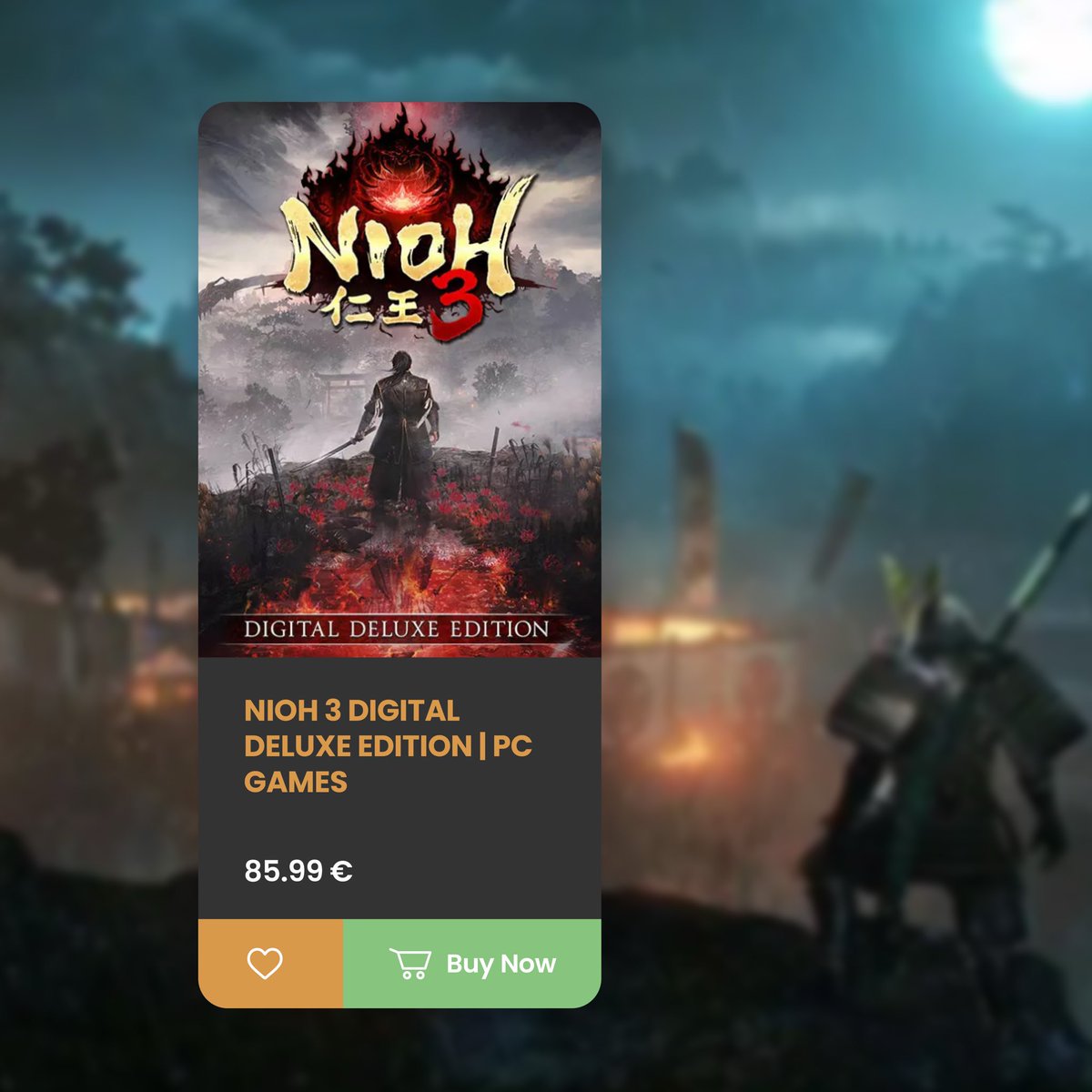 KeySpectr's tweet photo. Steel your blade. Embrace the darkness. ⚔️🔥 Nioh 3 Digital Deluxe delivers brutal samurai combat and relentless boss fights. Only the strongest survive. 🎮 Available now at KeySpectr. #Nioh3 #Soulslike #ActionRPG #PCGaming #KeySpectr #HardcoreGaming https://t.co/yFE2QPebxE