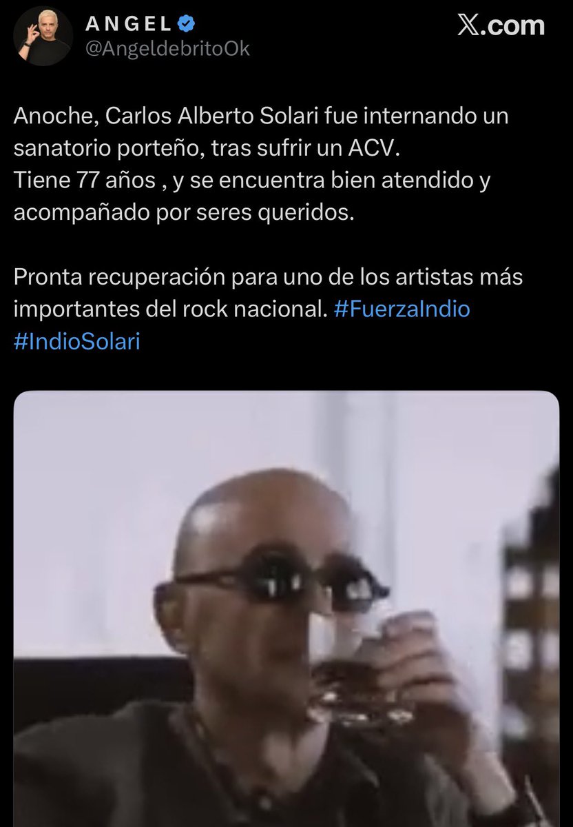 La familia del Indio ya salió a desmentir esta forrada que dijo el hijo de mil puta este. Fue al hospital a hacerse chequeos por el tratamiento contra el parkinson que lleva hace más de 10 años.