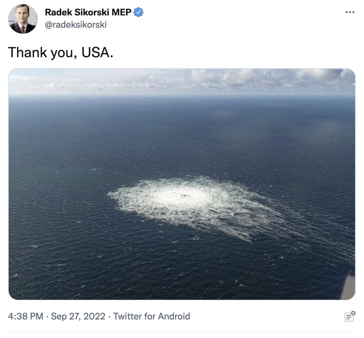 To be fair, they did admit it right away. “They” being the Polish foreign minister Radosław Sikorski, husband of Russiagate propagandist Anne Applebaum, who quickly deleted this tweet after his handlers stepped in to get the messaging back on track.