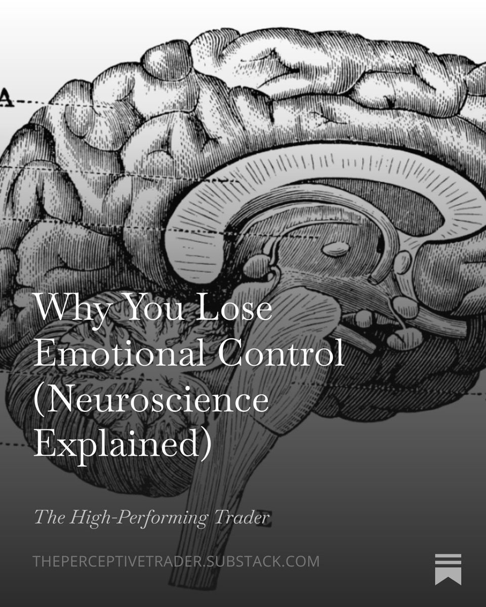Most traders don’t break their rules because they lack discipline.

They break them because stress shuts down the part of the brain responsible for self-control.

In that moment, rational thinking is biologically inaccessible.

Once you understand this, emotional control becomes