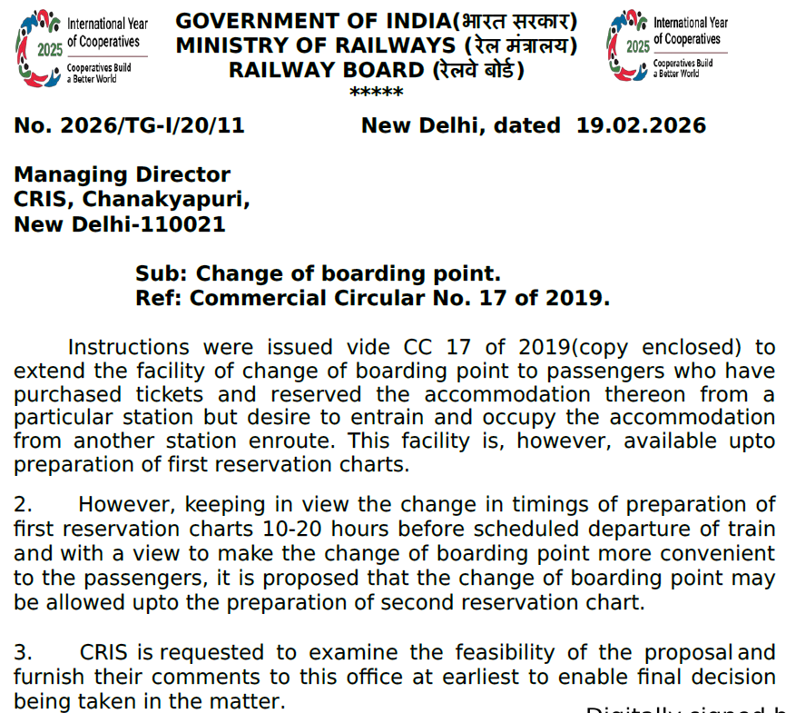 Another great decision from <a href="/RailMinIndia/">Ministry of Railways</a> ! Indian Railways proposes to allow change of boarding points till the preparation of second chart (usually 30 minutes b4 dep from charting station)! In this era of digital charts, this should've happened much earlier! #indianrailway