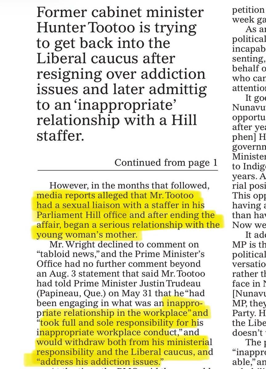 Liberals need to be reminded of something:

The Hill Times reported, 

That Tootoo, a Former Cabinet Minister, 
nailed the staffer, then her mother.

The mom bro. 
The. mom. 😭 

I’ll say it again. 

Slowly this time. 

The staffers. They know. 

Now, re-read what I posted.