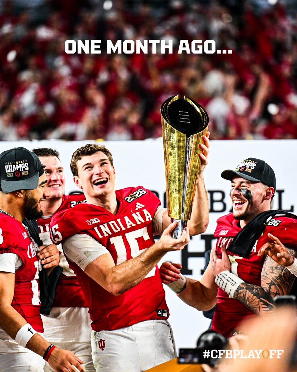 CFBPlayoff's tweet image. One month ago today, the Indiana Hoosiers lifted their first CFP National Championship‼️🏆

#CFBPlayoff