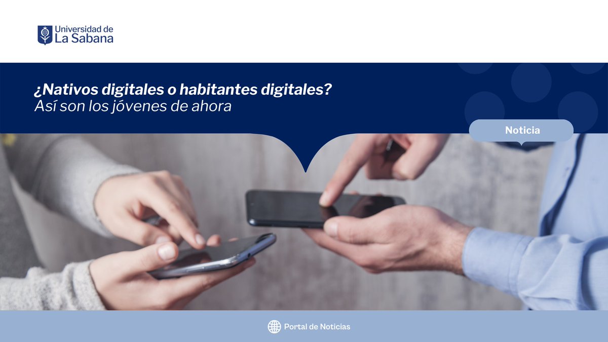 unisabana's tweet photo. ¿Nativos digitales o habitantes digitales? Un estudio reciente propone dejar atrás la idea de “nativos digitales” y hablar mejor de habitantes digitales: jóvenes que no solo nacieron con tecnología, sino que viven y se forman en un entorno hiperconectado, que dominan herramientas digitales y priorizan la inmediatez.

Con esta premisa, Fernando Gutiérrez —investigador y director de la División de Humanidades y Educación del Tec de Monterrey (Región Ciudad de México)— y Jerónimo Rivera, profesor de @comsabana, se dieron a la tarea de revisar el concepto de nativos digitales. 
Conoce más de este análisis: https://t.co/AKFybPP3Le

#PortaldeNoticias