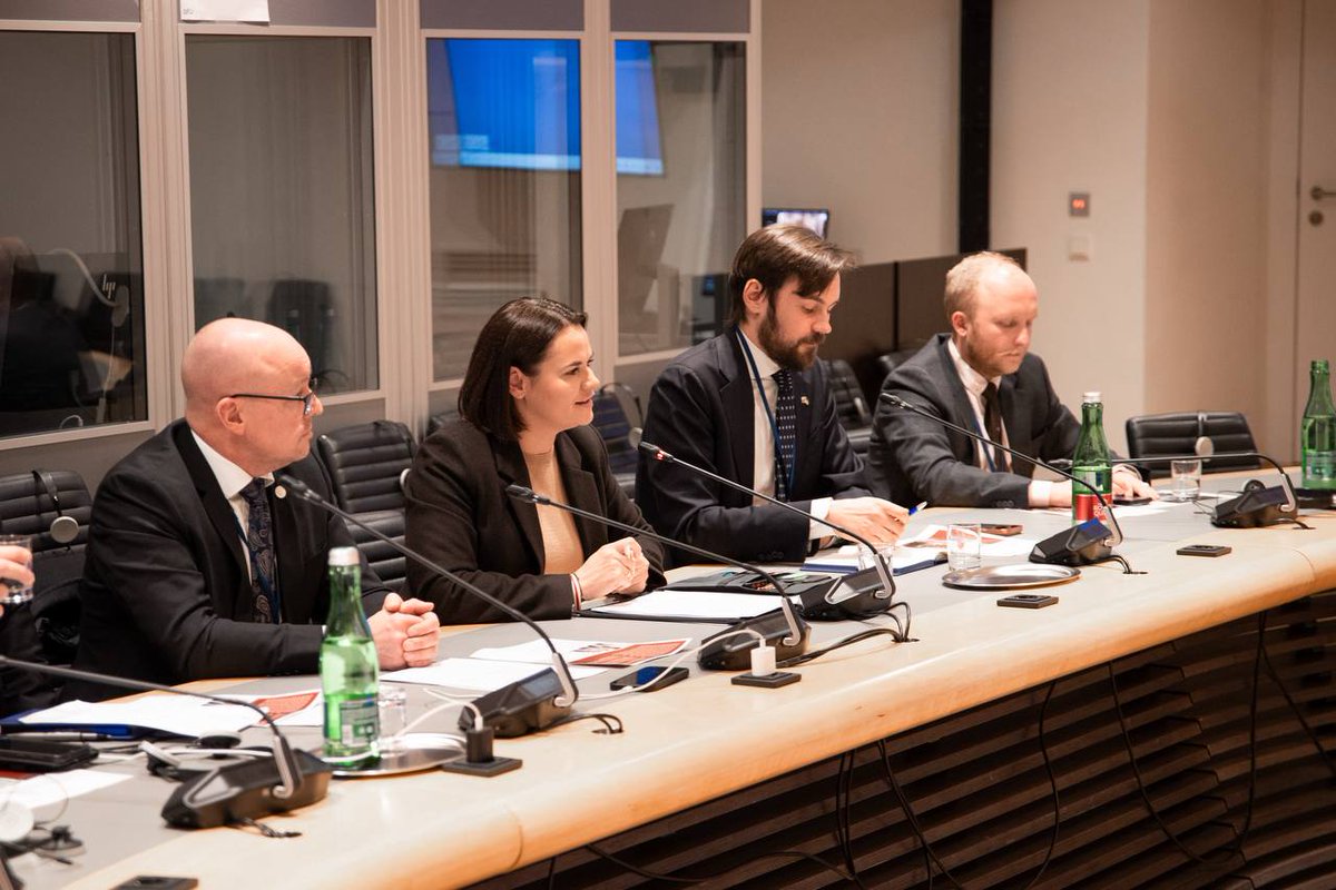 Tsihanouskaya's tweet image. Today, I spoke at a side-event during the #OSCE PA's Winter Meeting in Vienna on Belarus’s path to democracy and humanitarian priorities. 

Even though there is currently no legitimate Belarusian delegation in the OSCE PA, the Belarusian people deserve to have their voice heard.