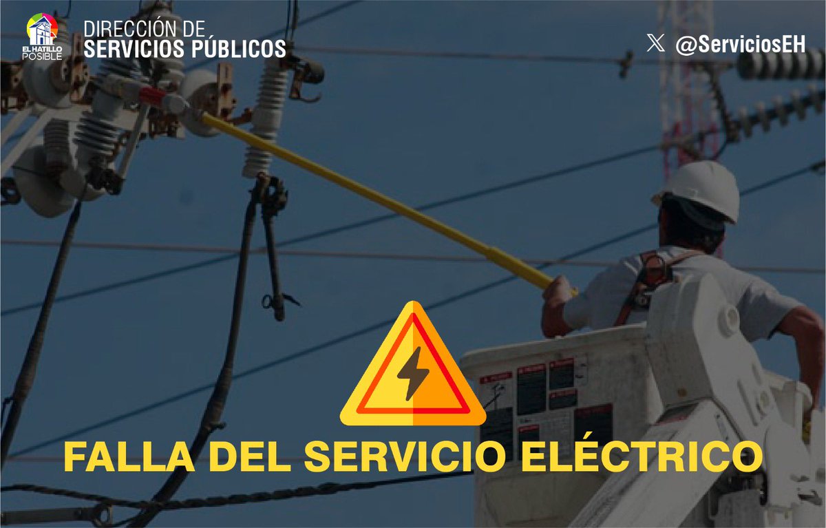 📢 #ServiciosEHInforma 🛠⚡️ #Electricidad

🚧 Vecinos, Corpoelec informa que se encuentra realizando labores de mantenimiento y adecuaciones, lo que puede producir fluctuaciones o fallas eléctricas en distintas zonas de nuestro municipio.
