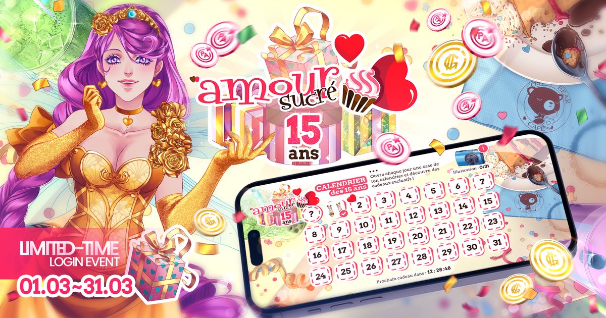 AmourSucre's tweet image. Connecte-toi du 1er au 31 mars pour tous les jours, découvrir une case d’un calendrier anniversaire exclusif ! Derrière chacune des cases se cache une petite surprise rien que pour toi, pour te remercier d’avoir été présent toutes ces années !