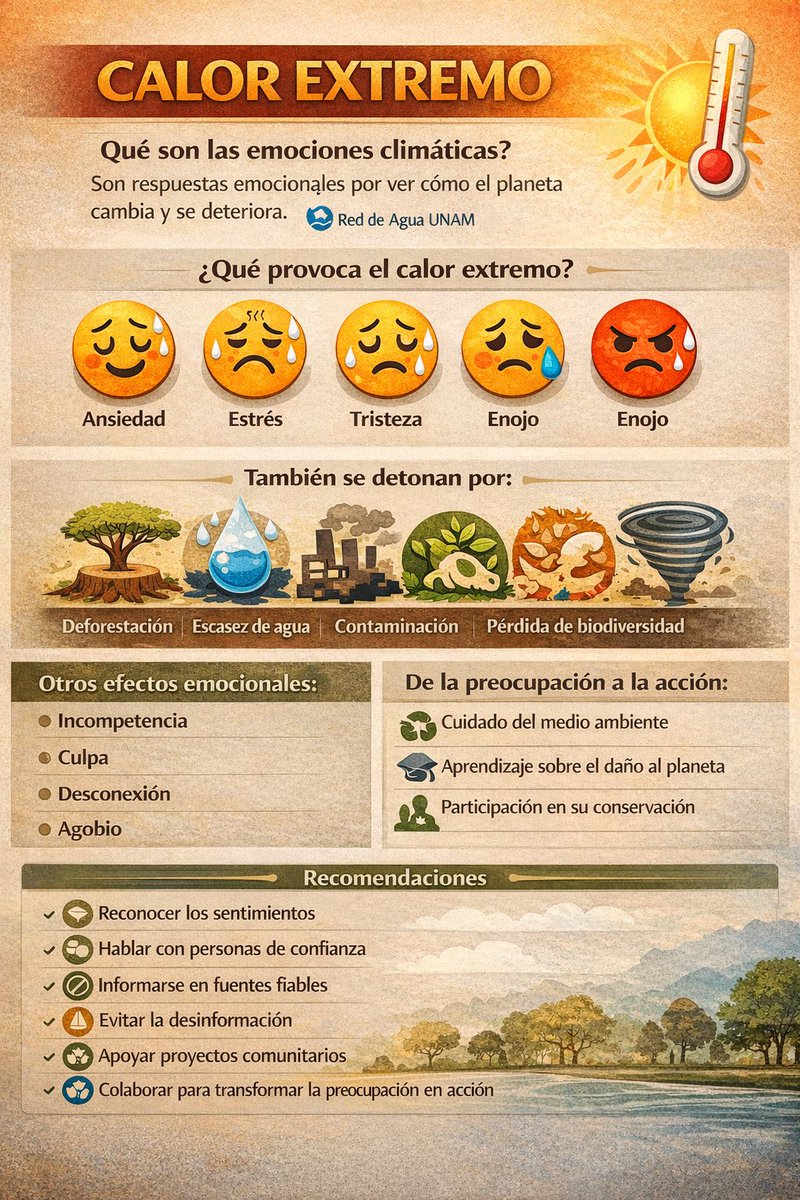 🌡️ Calor extremo + crisis ambiental = impacto emocional

Puede provocar:
• Incompetencia
• Culpa
• Desconexión
• Agobio
Pero también puede impulsar acción 🌱