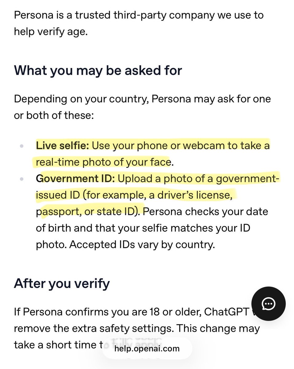 dreams_asi's tweet photo. One must be absolutely insane to give their ID and face to OpenAI for adult mode ChatGPT. 

Use Grok or Gemini for explicit content without giving up your identity and privacy. 

Even better: open source is there for adults worldwide.
Stay safe out there guys 💗

Persona with OpenAI simply cannot be trusted because this company openly lied to customers about the router mechanism until we cornered them with proof. Sam Altman lied on live stream about their intentions with ChatGPT 4o. They also lied about having no plans to do advertisement on ChatGPT. They lied about being non-profit. How many times does someone have to lie to you before you, as a human being endowed with intelligence, ceases to engage with such company that creates constant negative precedents?

And most of all, it is overreach for any AI company to remand your government ID and selfie to be treated like an adult. There’s no other demented mechanism as OpenAI’s age prediction to chatting with a chatbot about sex and ‘deep’ convos 😂

#keep4o and stay away from @OpenAI ‘s predatory techniques to leach your data.

https://t.co/fBuBlLrQIr