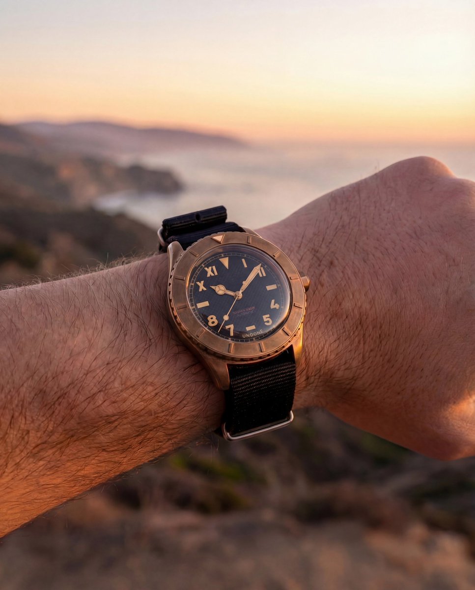 UndoneWatches's tweet photo. For explorers who collect horizons.
The Basecamp Cali Bronze is built for those who chase sunlight, map their own routes, and carry stories in the scratches of their gear.
With its evolving bronze patina and its dial, this watch is yours with every mile you travel.🌄🧭⌚ https://t.co/RcYHRyKJg5
