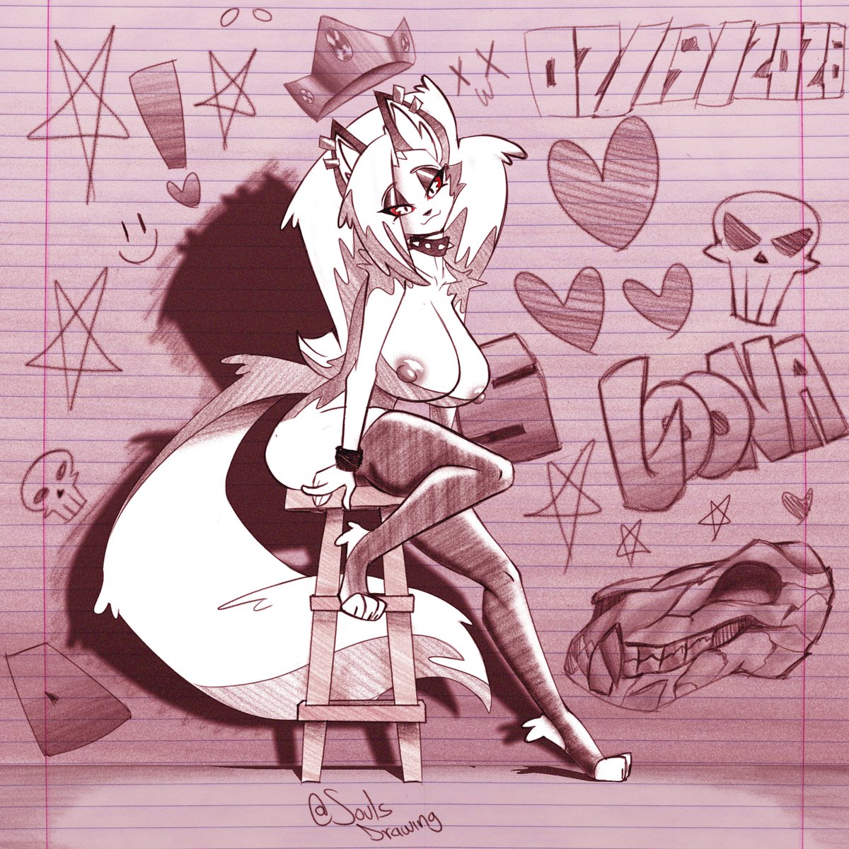 SoulsDrawing's tweet photo. Here's Loona posing for new art. #nsfw #Loona #loonahelluvaboss #nsfwfurryart #fanart https://t.co/DpErbsZ3b4