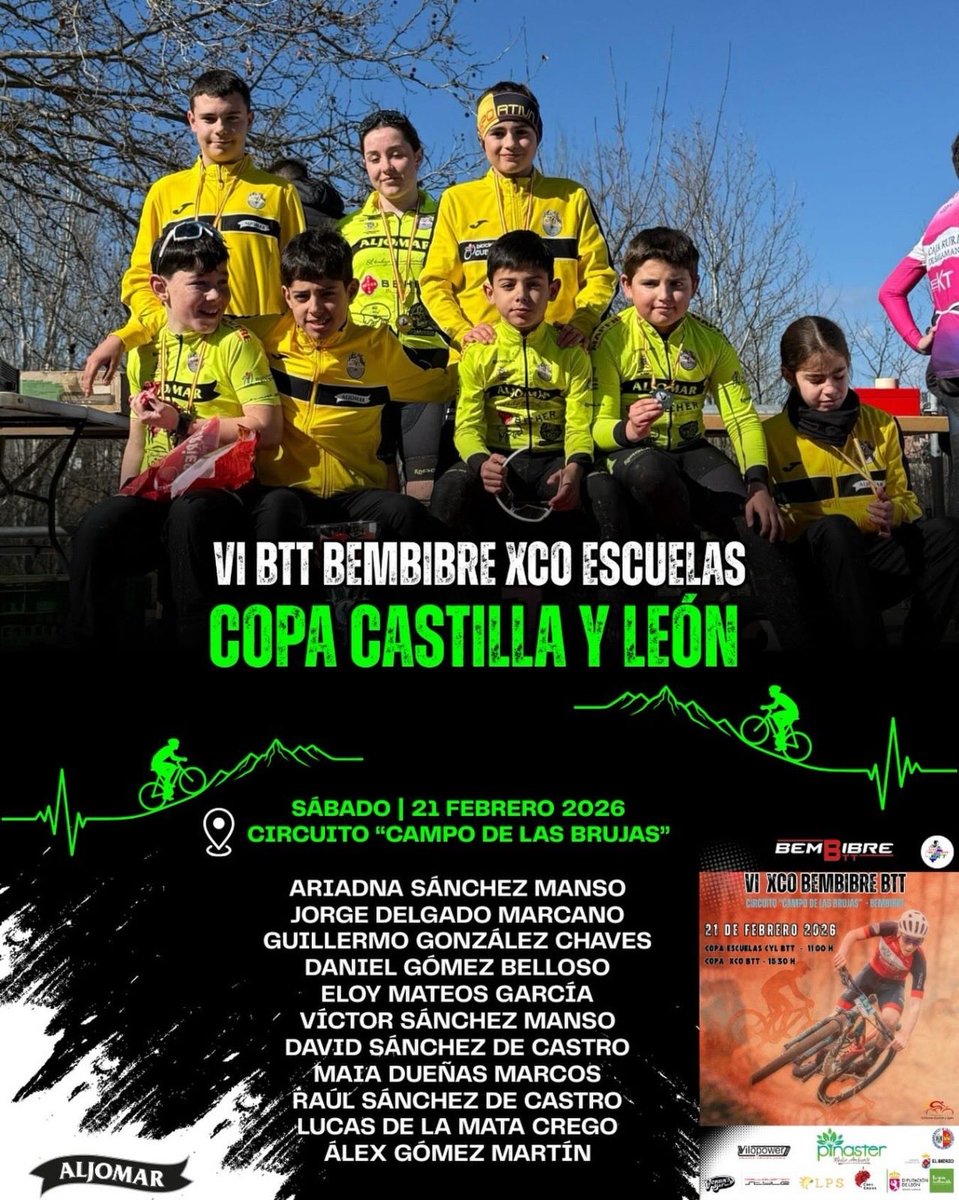 ciclismobejar's tweet photo. 🚵🏼‍♂️🚵🏼‍♀️ Segunda cita de la Copa CyL BTT Escuelas para la #EscuelaCiclismoMoisesDueñas @jamonesaljomar
🟨⬛️ en el VI XCO Bembibre BTT
Circuito técnico a la par que bonito en el que nuestros ciclistas lo darán todo y demostraran su entrenamiento y progreso
🔥 Suerte y a disfrutar!!! https://t.co/fpJVhlhei2