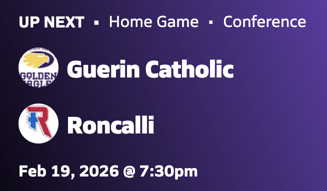 JasonGCHS's tweet photo. Guerin Catholic BBall takes on southside rival, Roncalli, tonight! JV @ 6:00, Varsity @ 7:30.  If @Guerinhoops wins tonight, they will clinch the Circle City Conference. Let's fill the stands! https://t.co/RnrSFCotVf