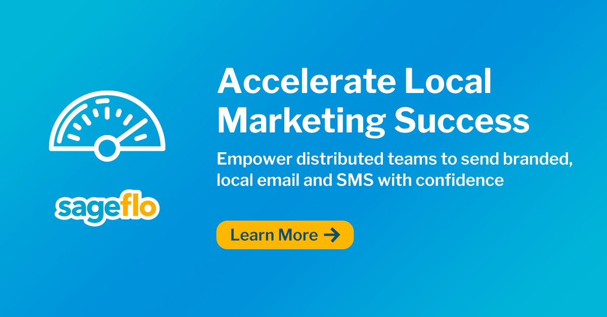 Accelerate Local Marketing Success. 

Empower distributed teams to send branded, local email and SMS with confidence.

Learn More: bit.ly/49V4yC7

#franchisemarketing #distributedmarketing #email #SMS #cx #localmarketing #loyalty #brand