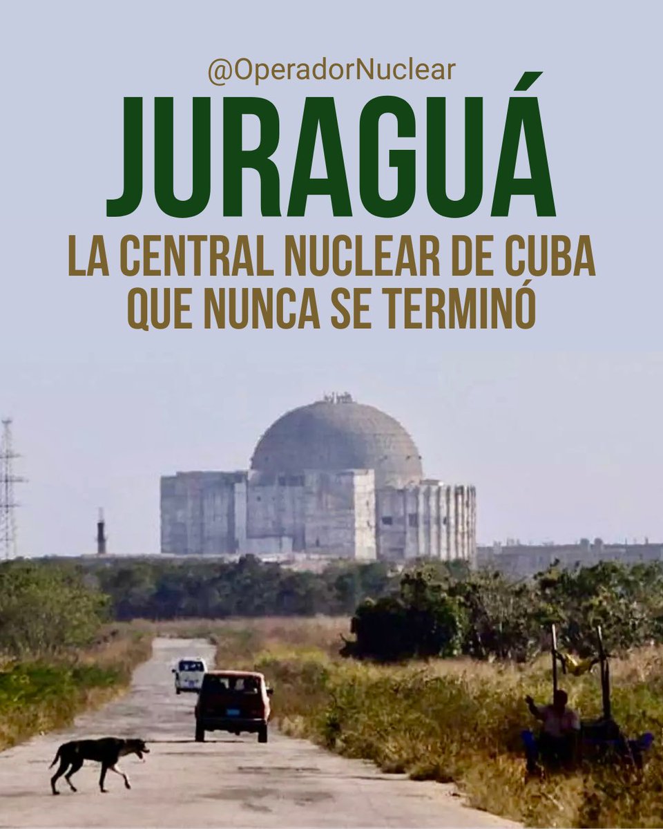 OperadorNuclear's tweet photo. «La energía nuclear es de derechas». Cada vez que leo esa frase recuerdo que en 1976 la Cuba comunista de Fidel Castro, alineada con la Unión Soviética, firmó la construcción de una central nuclear en Juraguá, provincia de Cienfuegos. El plan original contemplaba 12 reactores repartidos entre Juraguá, Puerto Esperanza y Holguín. Finalmente se concretó en dos unidades VVER-440 de 440 MWe cada una.

Cada reactor habría aportado más del 15 % de la electricidad del país. Para una isla altamente dependiente del petróleo importado, era una decisión estratégica de Estado. La obra comenzó en 1983 para la primera unidad y en 1985 para la segunda, bajo la supervisión del físico nuclear Fidel Castro Díaz-Balart. La mayor parte de la tecnología y de los grandes componentes procedía de la URSS; Cuba asumía la construcción civil.

El calendario preveía la entrada en operación en 1993, después desplazada a 1995-1996. En septiembre de 1992, un informe estadounidense estimaba que la primera unidad estaba civilmente ejecutada en un 90-97 %, aunque solo el 37 % de los equipos estaban instalados, incluida la vasija. La segunda se encontraba entre el 20 y el 30 %. Se habían entregado componentes esenciales, como al menos una vasija y turbinas de vapor, pero nunca combustible nuclear.

El diseño elegido era el VVER-440 modelo V318, evolución del V213 y con estándares de seguridad superiores a los antiguos V230. Incorporaba sistema de refrigeración de emergencia y contención completa con cúpula de hormigón revestida de acero. Cada reactor desarrollaba 1.375 MW térmicos y accionaba dos turbinas de 220 MWe.

Tras el colapso soviético, la financiación desapareció y el proyecto se suspendió en 1992. Durante los noventa se intentó atraer capital externo sin éxito. En 1997 Cuba anunció que no completaría la central. En 2000 Rusia ofreció terminar una unidad con una inversión de unos 800 millones de dólares en seis años, pero ese mismo año el proyecto fue abandonado.

A su lado quedó Ciudad Nuclear, con edificios inacabados aún habitados. En 2004, la turbina principal fue reutilizada en la central térmica de Guiteras. Juraguá iba a ser el primer reactor soviético en clima tropical.

https://t.co/oTVc9yLyUV
https://t.co/b3Qz1f65fi