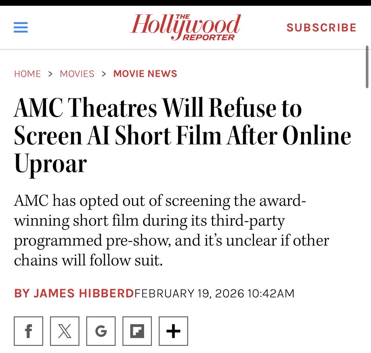 AMC will refuse to show AI short film! 

Let’s gooo!