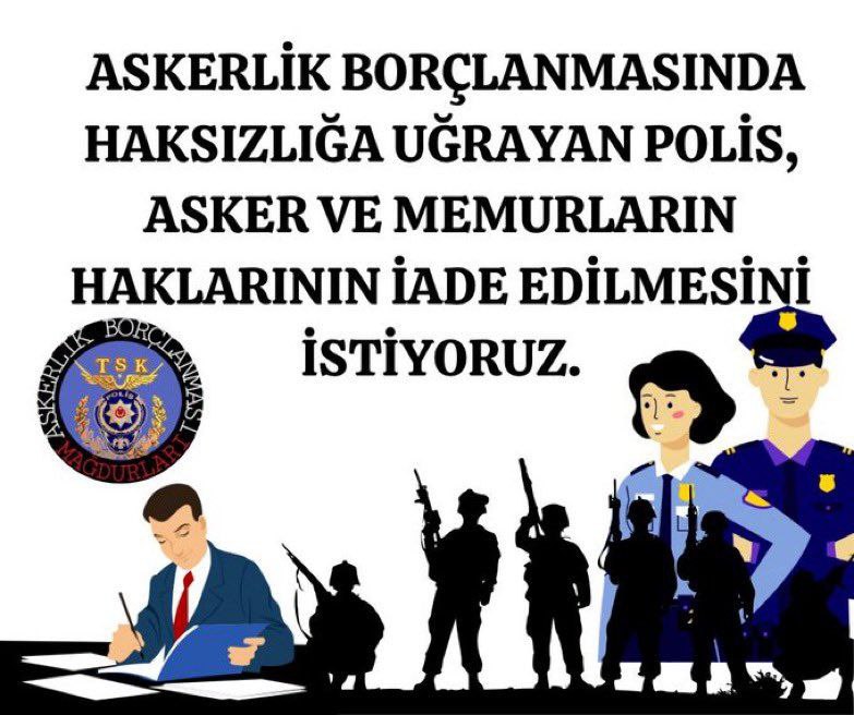 <a href="/YalcinDoganVHP/">Yalçın Doğan</a> DEVLET BÜYÜKLERİMİZE SESLENİYORUZ.

Her sabah evinden eşiyle çocuğuyla helalleşerek çıkan
Ne zaman işten döneceğini belli olmayan
Vatan için şehit olan olan
Polis ve Askerlerin #AskerlikBorçlanması Mağduriyeti artık çözülsün istiyoruz.
#PoliseBakanYokMu