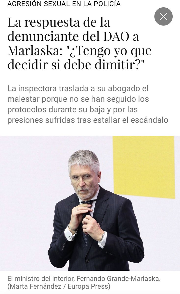 Bien dicho. Trasladar la presión a la víctima es una infamia que hace aún más urgente la dimisión de Marlaska . Hay que ser perverso y mala gente para trasladar a la víctima la carga de la prueba. Indecente.