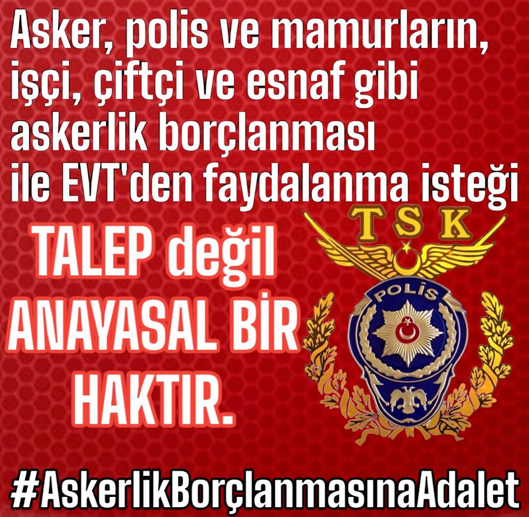 <a href="/YalcinDoganVHP/">Yalçın Doğan</a> DEVLET BÜYÜKLERİMİZE SESLENİYORUZ.

Her sabah evinden eşiyle çocuğuyla helalleşerek çıkan
Ne zaman işten döneceğini belli olmayan
Vatan için şehit olan olan
Polis ve Askerlerin #AskerlikBorçlanması Mağduriyeti artık çözülsün istiyoruz.
#PoliseBakanYokMu