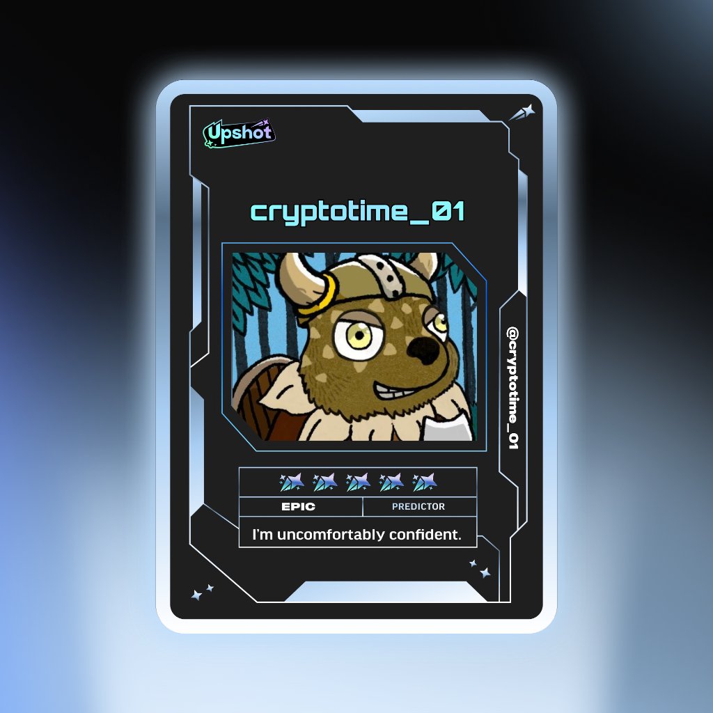 cryptotime_01's tweet photo. Just tore up my Predictor card! You can easily do it too! 

Get ready for instant cash prizes, free packs, and more.

Welcome to Prediction Play on @upshot_cards.

Your turn, guys: https://t.co/uHCWCARmSX https://t.co/uUtPDvTrx0