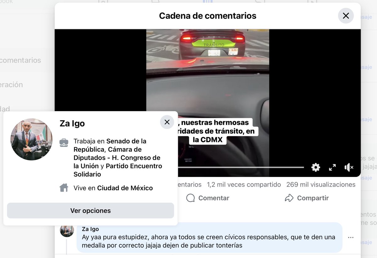 Que pinche pena trabajar en Comunicación Social de <a href="/senadomexicano/">Senado de México</a> y andar respondiendo esto cuando se señala a un Oficial de Transito incumpliendo la Ley. De verdad que el nivel de políticos está muy por debajo de lo que México necesita. <a href="/PESNacionalMX/">Partido Encuentro Solidario</a>
