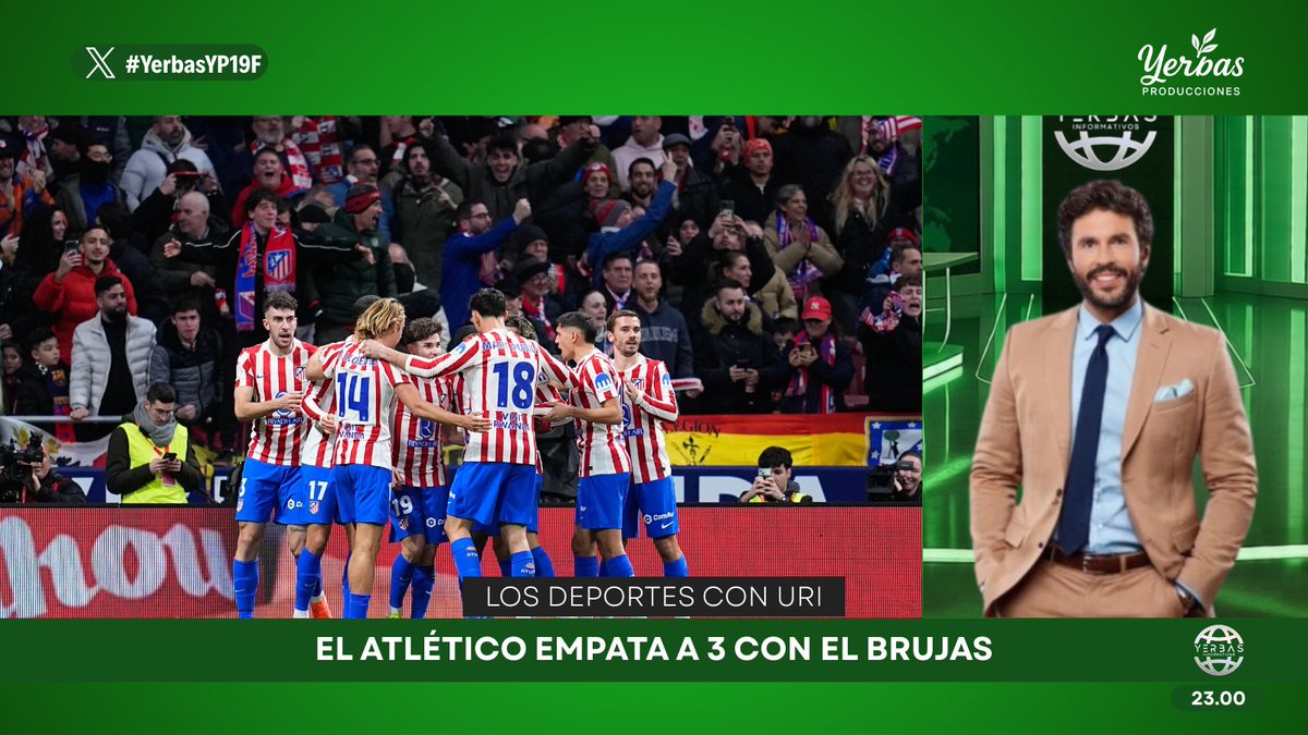 🏒 Los deportes con Uri.

❤️El Atlético se complica su pase a la siguiente ronda de la Champions, ya que empata a 3 en el campo del Brujas, Bélgica.

🏟️La ventaja del partido de vuelta se juega en el Metropolitano, donde el Atleti en su casa suele ser más fuerte. 

🌿#YerbasYP19F