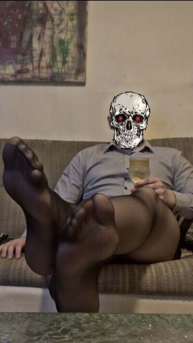 Dominant Boss After Work finally out of the Suit! 😎 enjoying some good Wine while layin up my tired black sheer NylonFeet! 😏 Master is horny who’s gonna worship them? 😈