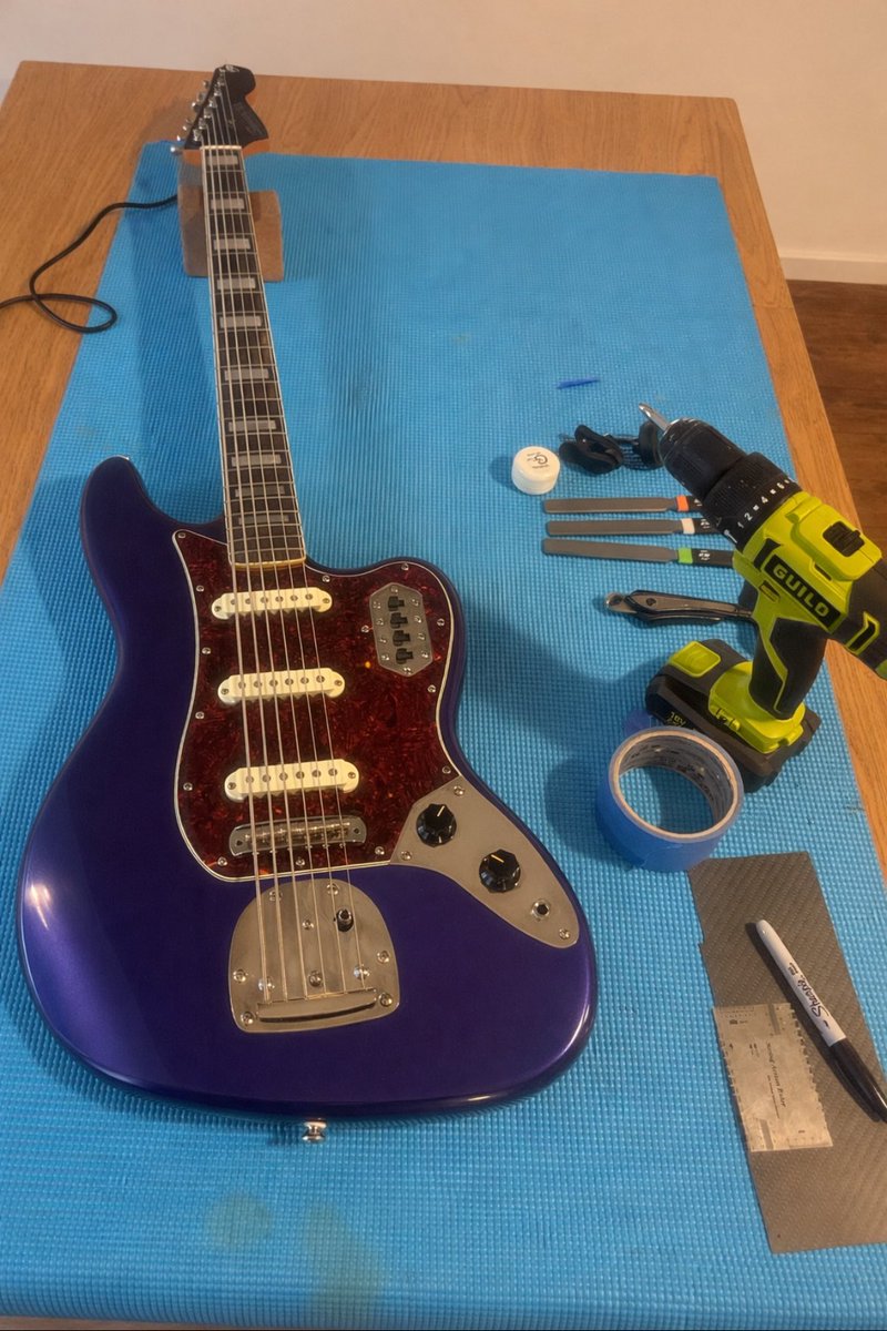 robgrecoguitar's tweet photo. 🔥 Bass VI fully transformed.

Custom carbon fibre neck shim installed, nut re-cut for .100 gauge strings, relief set to 0.010”, action dialled to 3mm at 12th.

No buzz. No binding. Just clean, stable low-end power.

Precision setups done properly.

👉 https://t.co/rDclXSGg7e 🎸 https://t.co/egfoNxdGkb
