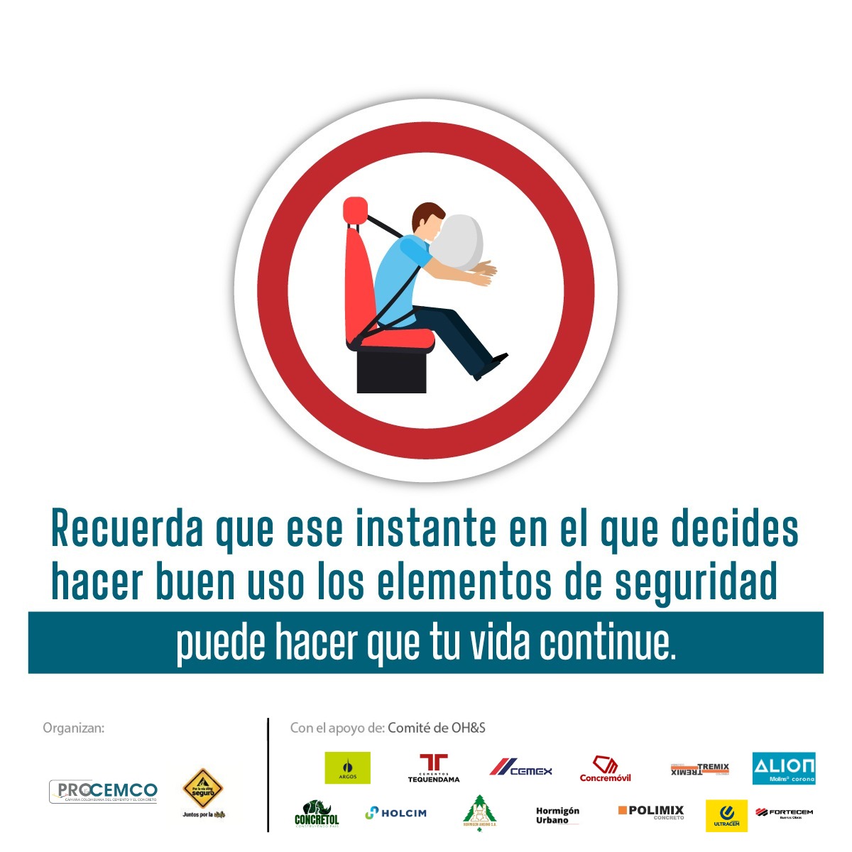 A nivel mundial, se estima que alcanzar un 90% de uso del cinturón de seguridad podría evitar cerca del 10% de las muertes por siniestros viales.
#PROCEMCOPorLaVia #PorLaViaVoySeguro <a href="/CEMEX_Colombia/">Cemex Colombia</a> <a href="/Cementos_Argos/">ARGOS</a> <a href="/HOLCIMColombia1/">Holcim Colombia: líder en construcción sostenible</a> <a href="/polimixconcreto/">Polimix Concreto</a> <a href="/CTequendama/">Cementos Tequendama</a> <a href="/Ultracem/">Ultracem</a>