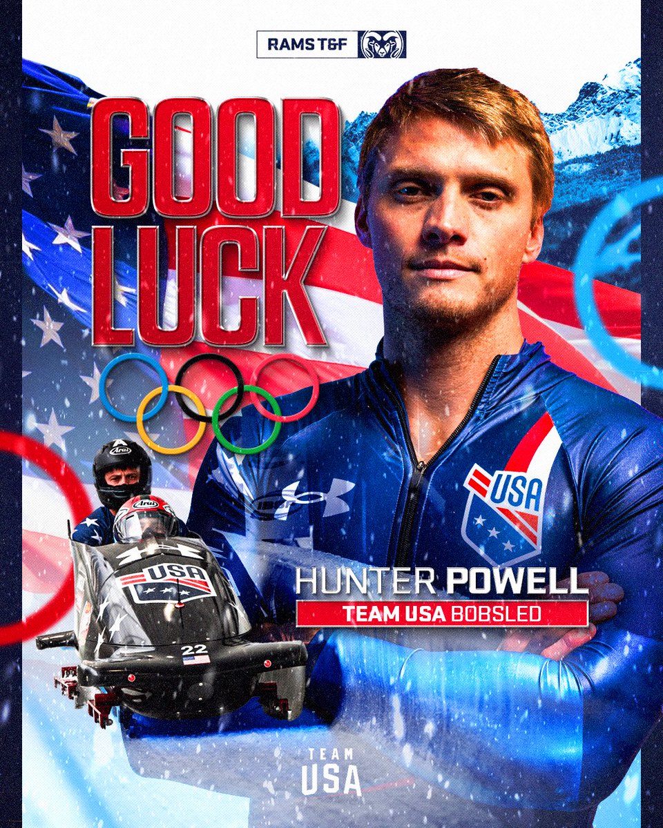 CSURams's tweet photo. Fort Collins Made 🐏🇺🇸

Wishing the best of luck to former Ram Hunter Powell as he competes for @USABS in the four-man bobsled competition tomorrow! 👏

@CSUTrackFieldXC  x #NextLevelRams https://t.co/kQ1Dv26Jg7