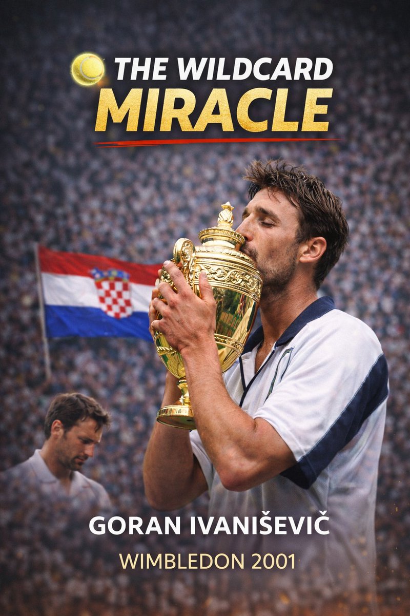 UnderdogLegends's tweet photo. 🎾 The Wildcard Miracle

He wasn’t supposed to be there.

Ranked 125 in the world 📉
Injured 🤕 Written off ❌
Years of heartbreak at Wimbledon 💔

He didn’t qualify.
He got a wildcard. One last chance 🎟

Final match. Five sets. 🔥
Against Patrick Rafter. 💪
Every serve carrying a nation’s heartbeat 🇭🇷❤️

One last serve… silence…
Then history. ✨

Champion.🏆
From wildcard to Wimbledon winner.

Goran Ivanišević, 2001 🇭🇷

#GoranIvanisevic #Wimbledon2001 #Hrvatska #Croatia #UnderdogLegends