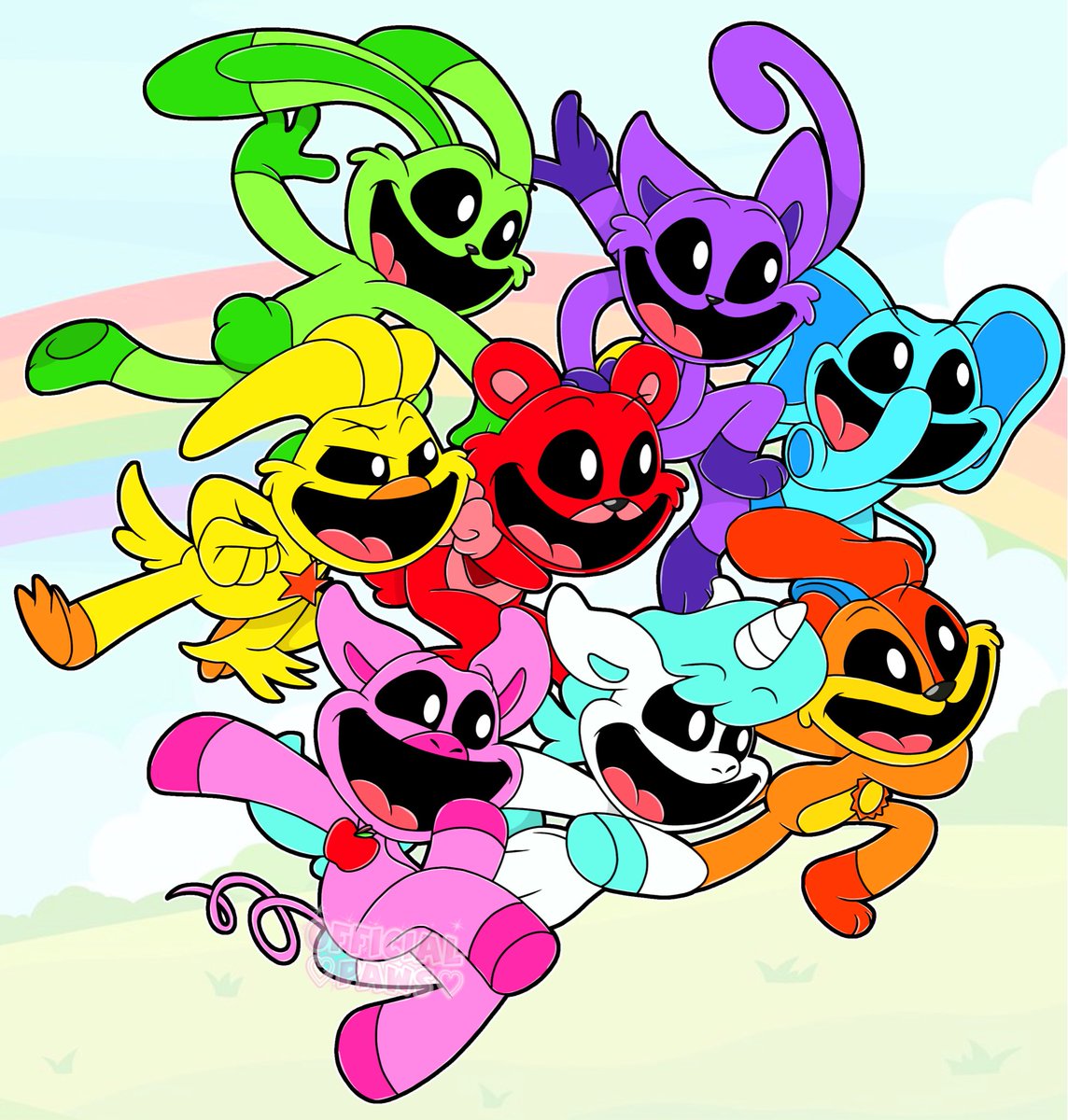 The new Smiling Critters Render in poster and HD Style!🌈 Bonus