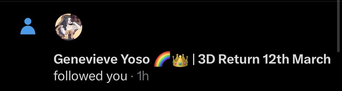 WOAH HOW DID I MISS THIS?! THANK YOU <a href="/Genevieve_Yoso/">Genevieve Yoso 🌈👑 | 3D Return 12th March</a> it’s great to have another Brit following me, and one as elegantly royal. If not more so.