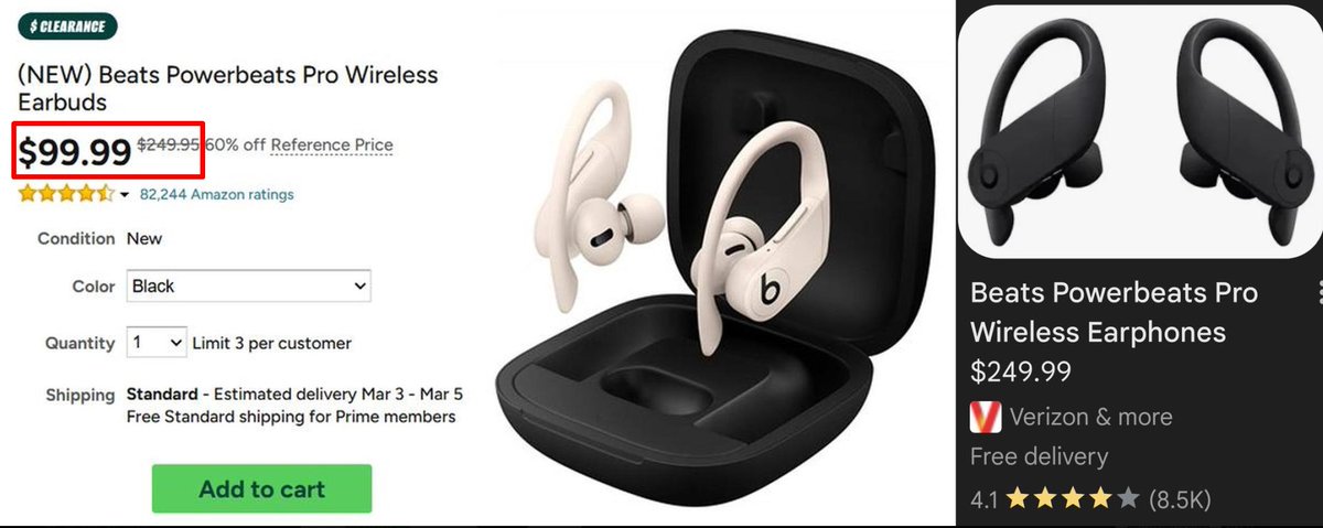 Pricerrors's tweet photo. $99 APPLE POWERBEATS PRO BACK IN STOCK

Currently at the lowest price ever being $150 OFF

Verizon themselves are selling for full price at $249

Choose color Black when adding to cart 

https://t.co/0gJi18d3jP #ad https://t.co/bcev27lTbS