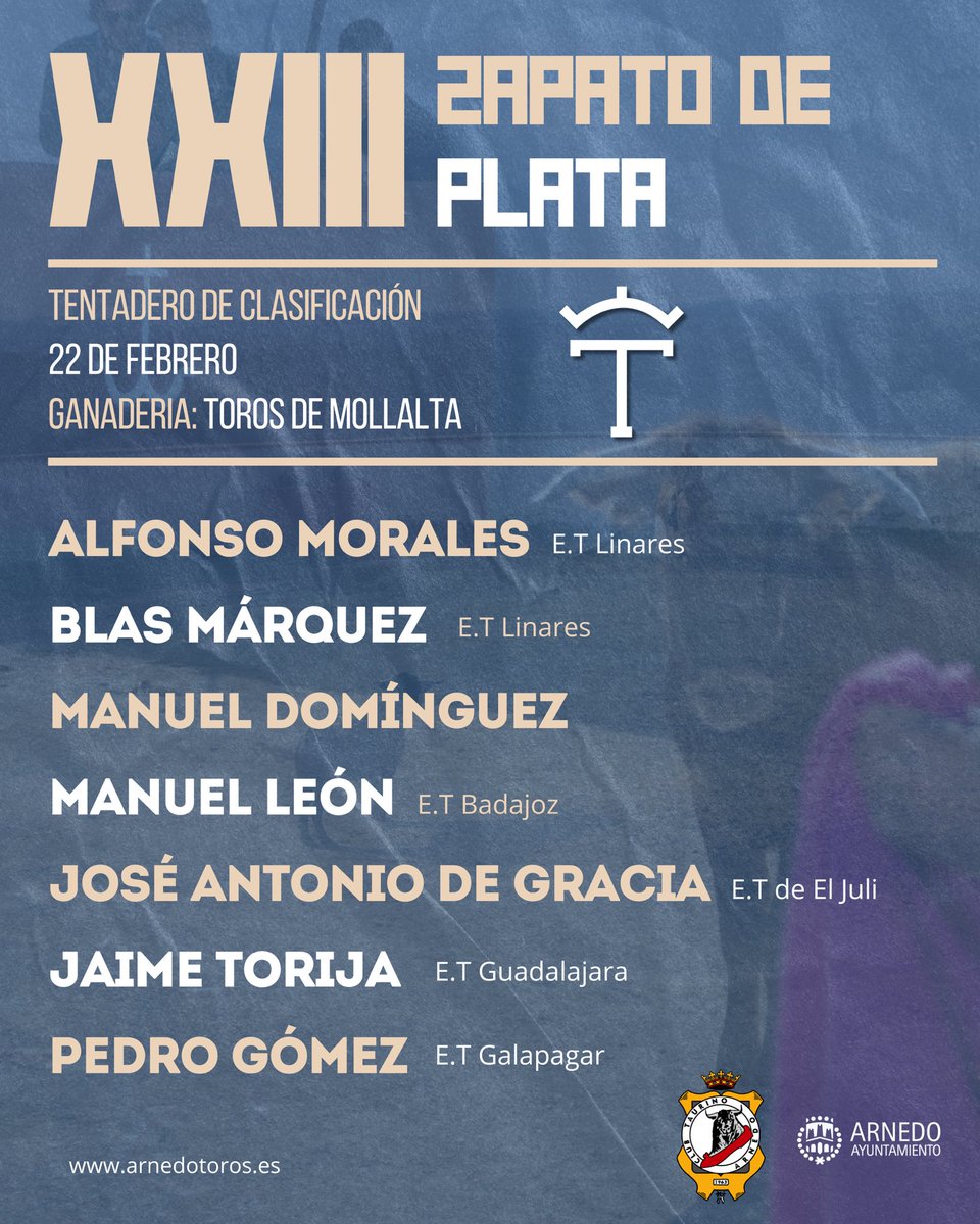 Este fin de semana conoceremos los 3 finalistas del XXIII Zapato de Plata. 

14 novilleros, 2 semifinales. 

Dos directores de lidia de lujo. 

<a href="/aytoarnedo/">Ayuntamiento Arnedo</a>