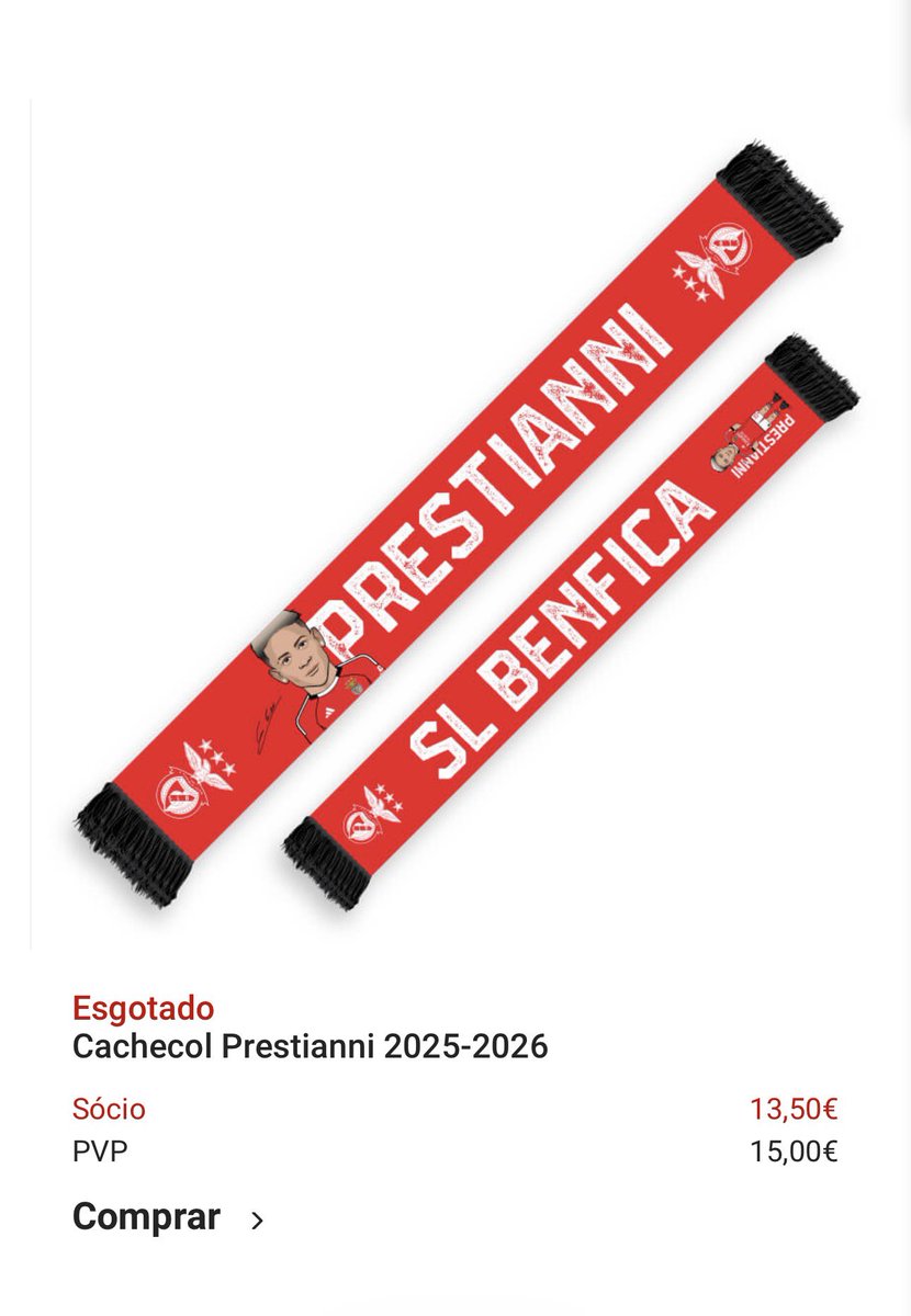 Vinha comprar o meu e vocês já os esgotaram. 

Benfica, reponham lá o stock, por favor