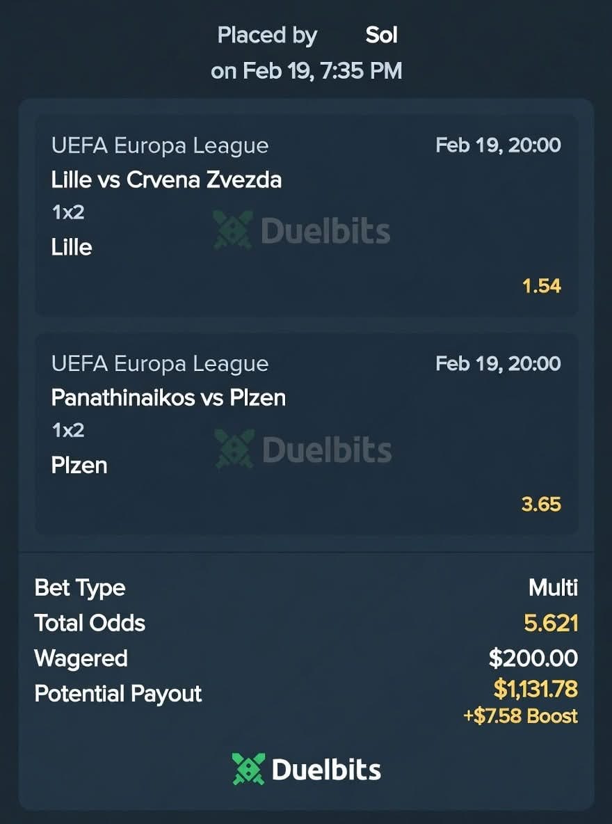 If Lille and Plzen wins in the Europa League match today

I’ll give $50 to 5 people that likes this post