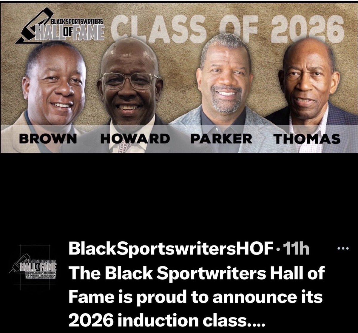 robparkerMLBbro's tweet photo. Last April, @RealMikeWilbon was inducted into the @ATBSHOF, along with two others distinguished journalists. Great pic. This April, @ACBJ_GarryD and I, along with two others, will be inducted in the second class. #ablessing https://t.co/AYOu6dpOXJ