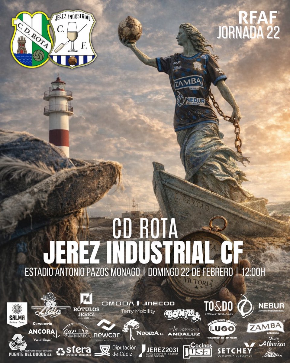 JaJa89944408's tweet photo. Hoy domingo, 22 de febrero, a las 12:00h, juega el #CDRota Vs #JerezIndustrialCF, en el estadio #AntonioPazosMonago. https://t.co/FOcXlKkbMU