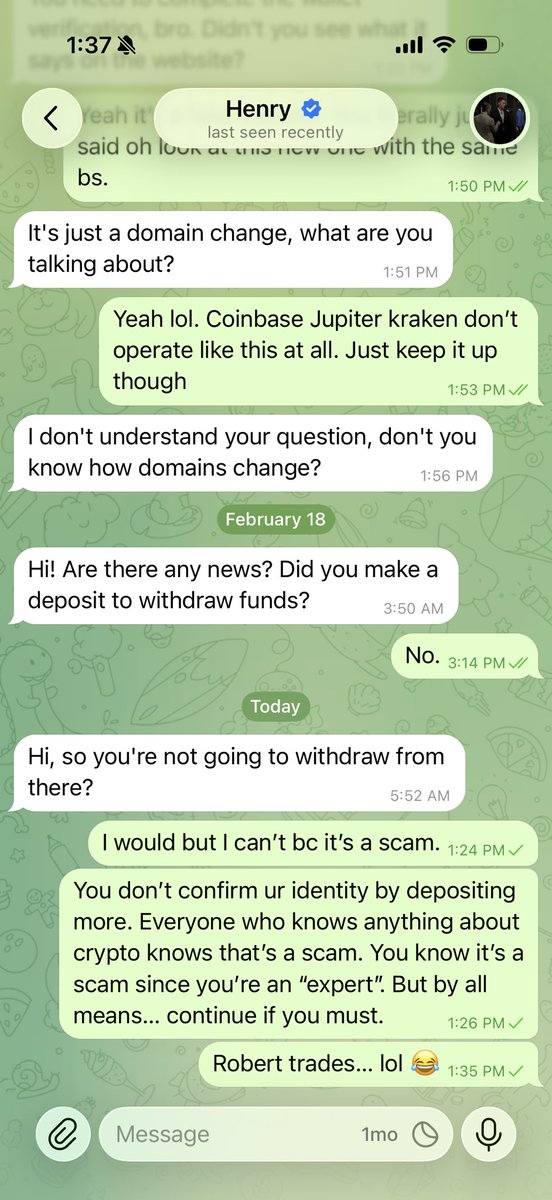 BestBetsMan's tweet photo. Check my last post about Henry Trades if you were scammed by #robertstrades as well! #telegramscam #cryptoscam #crypto #eth #btc #sol #solscam #egonswapscam #EgonSwap #egonswapio #scam #fyp #moneyinsider #nbc #cbs #abc #fox https://t.co/cExsvWHgST